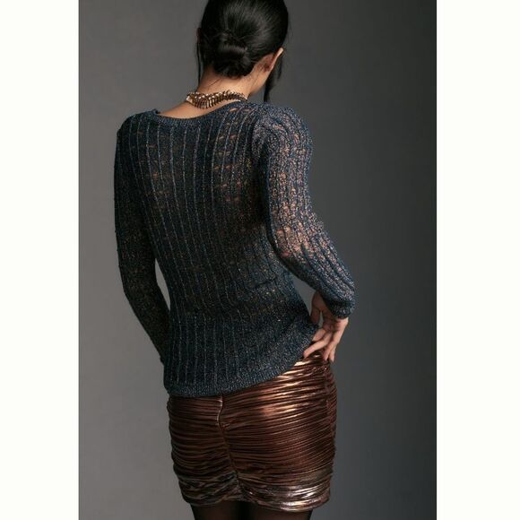 Anthropologie Pilcro Long-Sleeve Open-stitch Netting Sweater - Picture 3 of 5